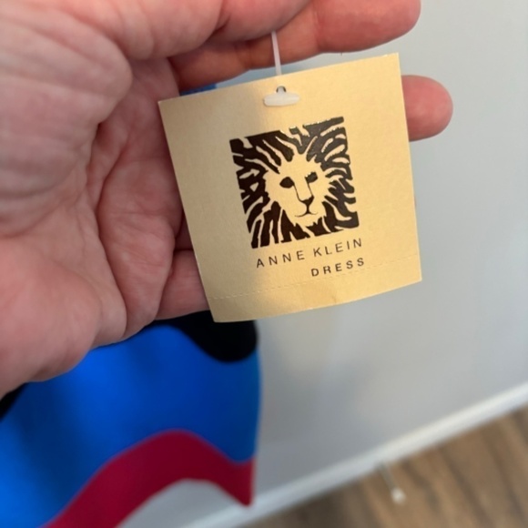 Anne Klein Women's Blue Sheath Midi Dress Striped Red w/ Black, NWT Size 12 - Picture 9 of 10